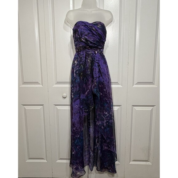 Jump Apparel Dress Womens 3/4 Strapless Purple Gown Prom Formal Beaded Y2K - Picture 1 of 11